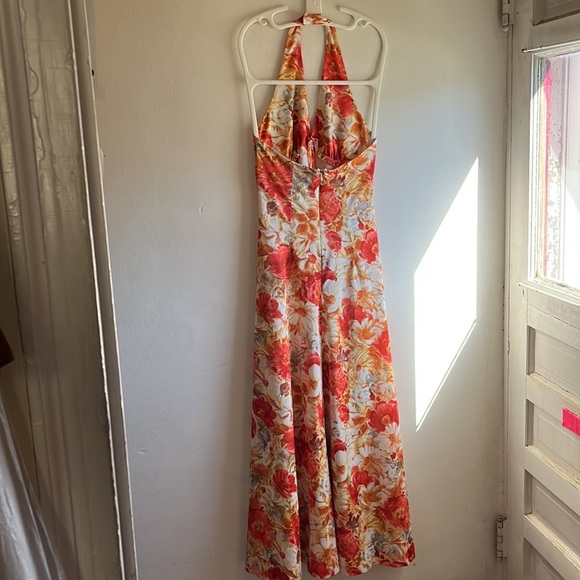 Vintage Custom-made 1960s/1970s? floral halter maxi dress with matching jacket.… - Picture 8 of 9